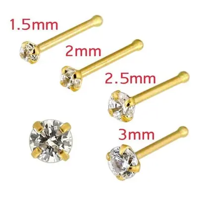 MARRE Zlatý piercing do nosu - čirý zirkon 3 mm, Au 585/1000