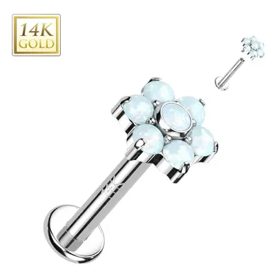 S4U Šperky4U Zlatý piercing do brady - labreta opál, Au 585/1000 (1,2 x 6 mm) - ZL01247-OP17-120