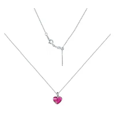 NUBIS Minimalistický stříbrný náhrdelník se srdcem Crystals from Swarovski Fuchsia - NB-0204-FU