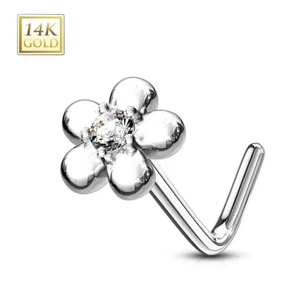 S4U Šperky4U Zlatý piercing do nosu kytička - čirý zirkon, Au 585/1000 - ZL01195C-WG