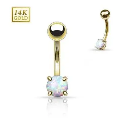 S4U Šperky4U Zlatý piercing do obočí s opálem, Au 585/1000 - ZL01008-YG