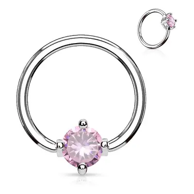 S4U Šperky4U Piercing - kruh s kamínkem (růžová) - K1021-P