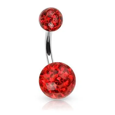 S4U Šperky4U Piercing do pupíku zdobený krystaly Swarovski (červená, 1,6 x 10 mm) - BS01021-R