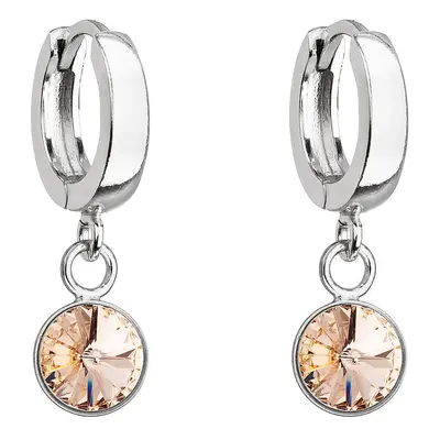 Evolution Group Stříbrné visací náušnice kroužky se Swarovski krystalem 31300.3 lt. peach