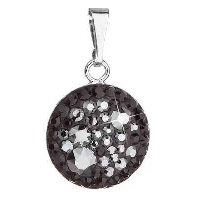 Evolution Group Stříbrný přívěsek s krystaly Swarovski černý kulatý 34225.5 hematite