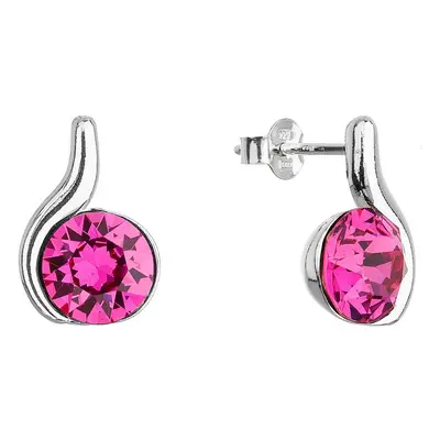 Evolution Group Stříbrné náušnice pecky se se Swarovski krystaly růžové 31313.3 fuchsia