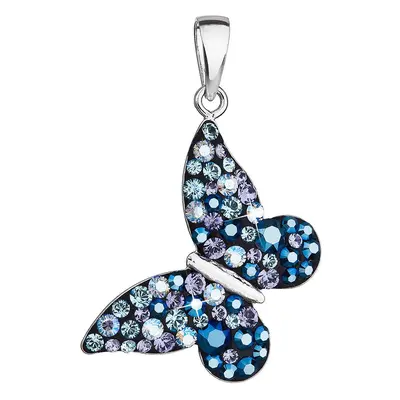 Evolution Group Stříbrný přívěsek s krystaly Swarovski modrý motýl 34192.3 blue style