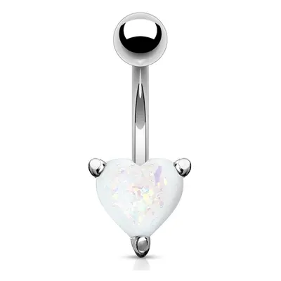 S4U Šperky4U Piercing do pupíku srdíčko bílé - WP0011-WH