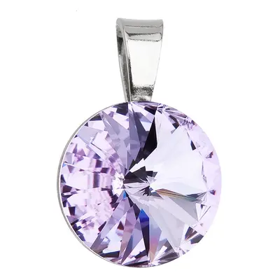 Evolution Group Stříbrný přívěsek s krystaly Swarovski fialový kulatý-rivoli 34112.3 violet