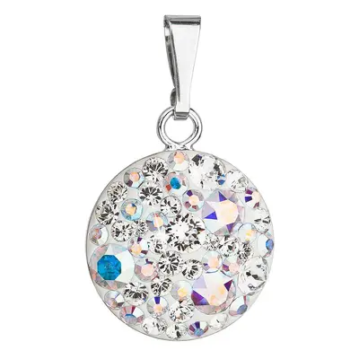 Evolution Group Stříbrný přívěsek s krystaly Swarovski ab efekt kulatý 34225.2