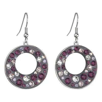 Evolution Group Náušnice bižuterie se Swarovski krystaly fialové kulaté 51040.3 plum