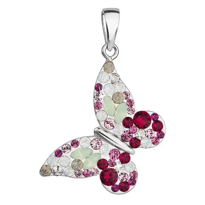 Evolution Group Stříbrný přívěsek s krystaly Swarovski červený motýl 34192.3 sweet love