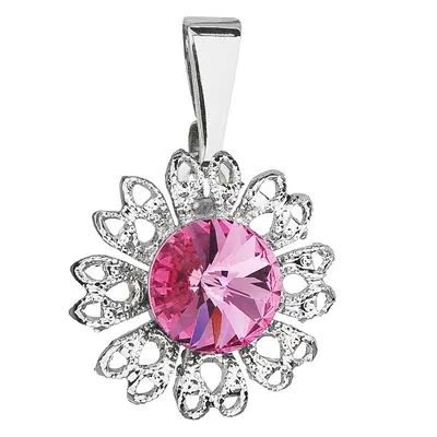 Evolution Group Přívěsek bižuterie se Swarovski krystaly růžová kytička 54032.3 rose