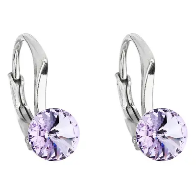 Evolution Group Stříbrné náušnice visací s krystaly Swarovski fialové kulaté 31230.3 violet