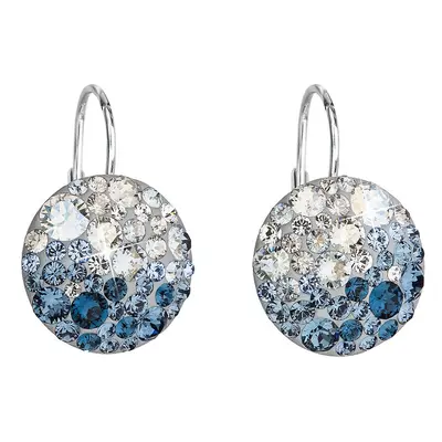 Evolution Group Stříbrné náušnice visací s krystaly Swarovski modré kulaté 31176.3 ice blue