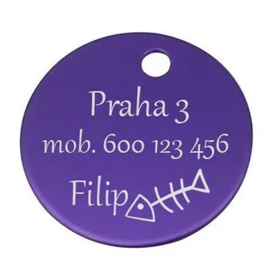 S4U Šperky4U Hliníková psí známka kulatá 30 mm (fialová) - PZ013-VI