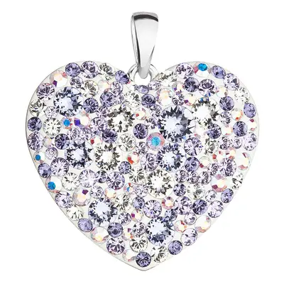 Evolution Group Stříbrný přívěsek s krystaly Swarovski mix barev srdce 34243.3 violet