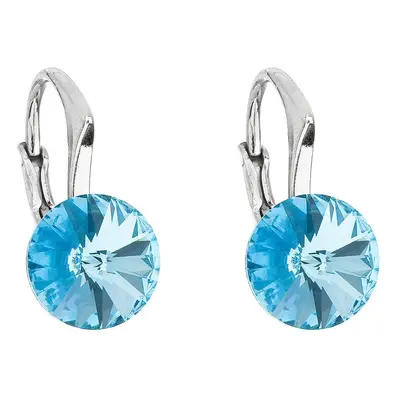 Evolution Group Stříbrné náušnice visací s krystaly Swarovski modré kulaté 31229.3 aqua