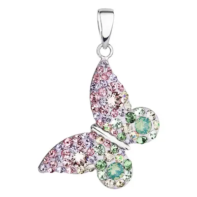 Evolution Group Stříbrný přívěsek s krystaly Swarovski mix barev motýl 34192.3 sakura