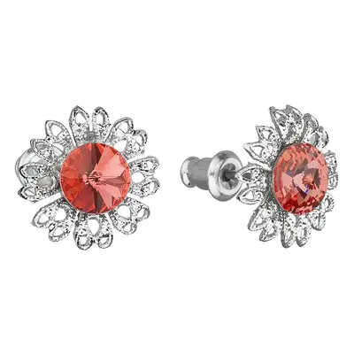 Evolution Group Náušnice bižuterie se Swarovski krystaly oranžová kytička 51042.3 padparadcha