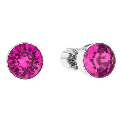 Evolution Group Stříbrné náušnice pecka se Swarovski krystaly růžové kulaté 31113.3 fuchsia