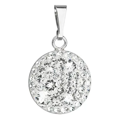 Evolution Group Stříbrný přívěsek s krystaly Swarovski bílý kulatý 34225.1