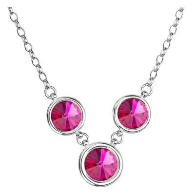 Evolution Group Stříbrný náhrdelník se Swarovski krystaly růžový kulatý 32033.3 fuchsia