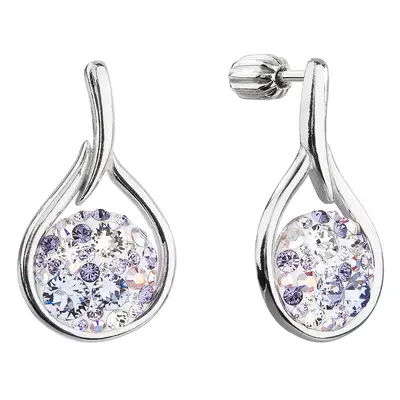 Evolution Group Stříbrné visací náušnice kapky se Swarovski krystaly 31305.3 violet