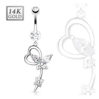 S4U Šperky4U Zlatý piercing do pupíku zdobený motýlkem, Au 585/1000 - ZL01083-WG