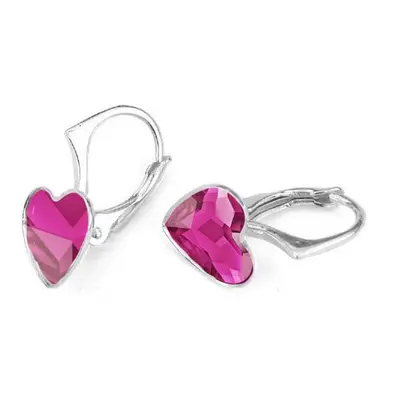 NUBIS Stříbrné náušnice se srdcem Crystals from Swarovski Fuchsia - NB-0202-FU