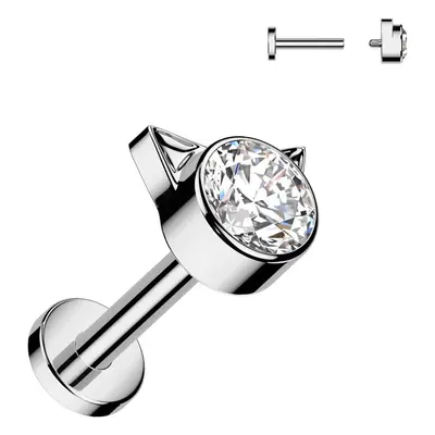 MARRE Piercing labreta titan Kitty (čirý 1,2 x 8 mm) - TIT1371-1208