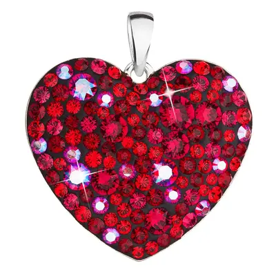 Evolution Group Stříbrný přívěsek s krystaly Swarovski červené srdce 34243.3 cherry