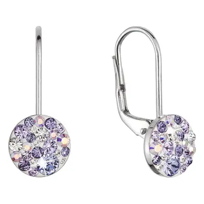 Evolution Group Stříbrné náušnice visací s krystaly Swarovski fialové malé 31321.3 violet