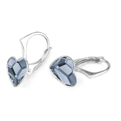 NUBIS Stříbrné náušnice se srdcem Crystals from Swarovski Denim Blue - NB-0202-DB