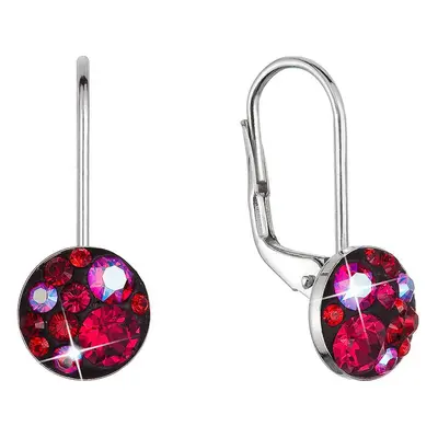 Evolution Group Stříbrné náušnice visací s krystaly Swarovski červené malé 31321.3 cherry