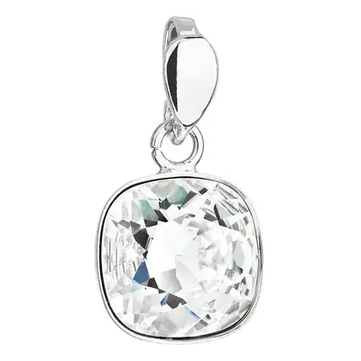 Evolution Group Stříbrný přívěsek s krystalem Swarovski bílý čtverec 34224.1