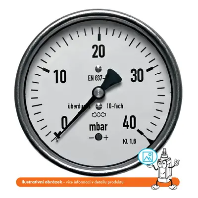 Wika Manometr nízkotlaký zadní 0/160 mbar - 63 - 1/4"