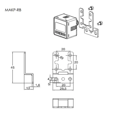 Zadní úchyt pro digitální manometry MAKP-RB