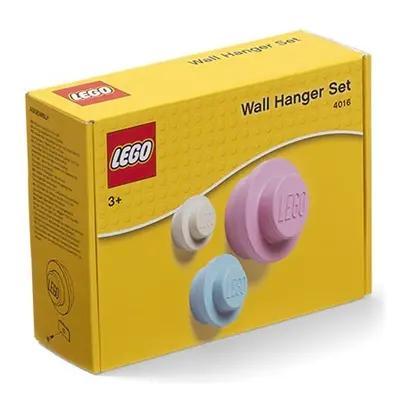 Lego věšák na zeď, 3 ks -bílá, světle modrá, růžová