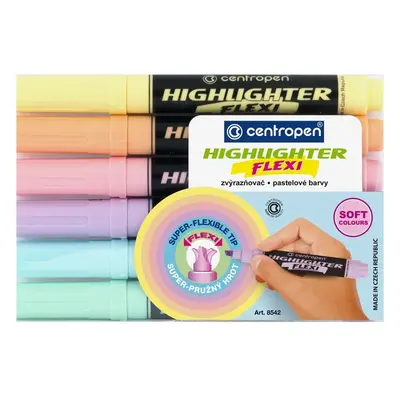 Centropen Zvýrazňovač 8542 Highlighter Flexi pastel sada 6ks