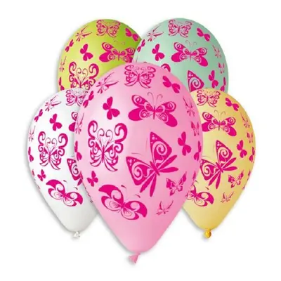 Smart Balloons Balonek/Balonky nafukovací motýl 12'' průměr 30cm 5ks