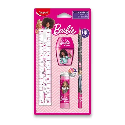 Maped Sada škoních potřeb Mini stationery Barbie - 4dílný