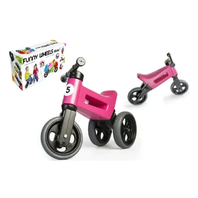 Teddies Odrážedlo růžové FUNNY WHEELS 2v1 výška sedadla nastavitelná 28/31cm