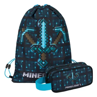 Minecraft Blue Axe and Sword 2dílný školní set