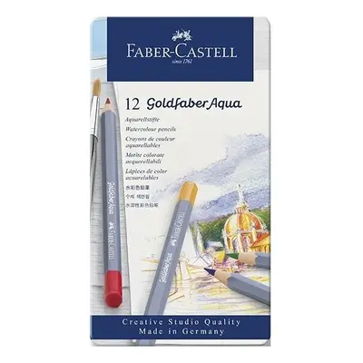 Faber-Castell Akvarelové pastelky Faber-Castell Goldfaber Aqua plechová krabička, 12 barev