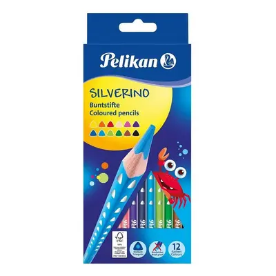 Pastelky Pelikan Silverino trojhranné tenké 12 ks