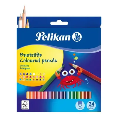 Pastelky Pelikan trojhranné tenké 24 ks