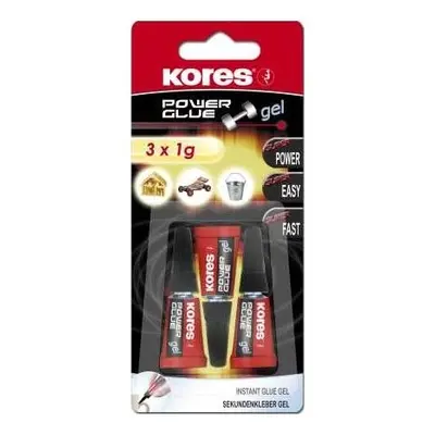 Kores Vteřinové lepidlo Power Glue gel 3x1g