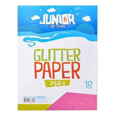 Karton kreativní A4 250g/m2 10 ks glitter růžový