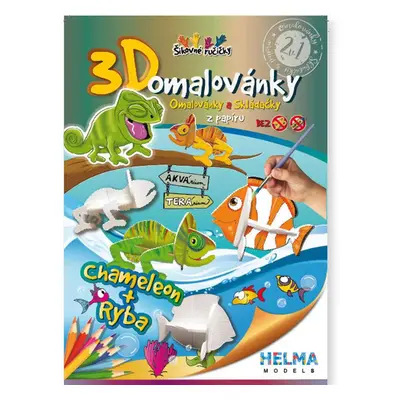 Omalovánky 3D - Chameleon a ryba A5